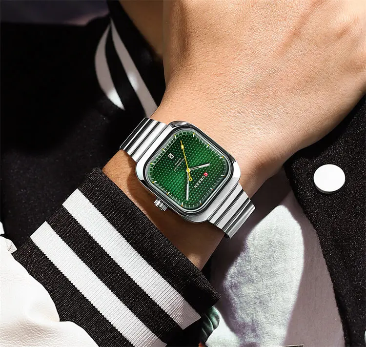 Curren 8460, оптовая продажа, производство, мужские часы, недорогие часы из нержавеющей стали с квадратным дисплеем даты, низкие часы moq, повседневные ручные часы