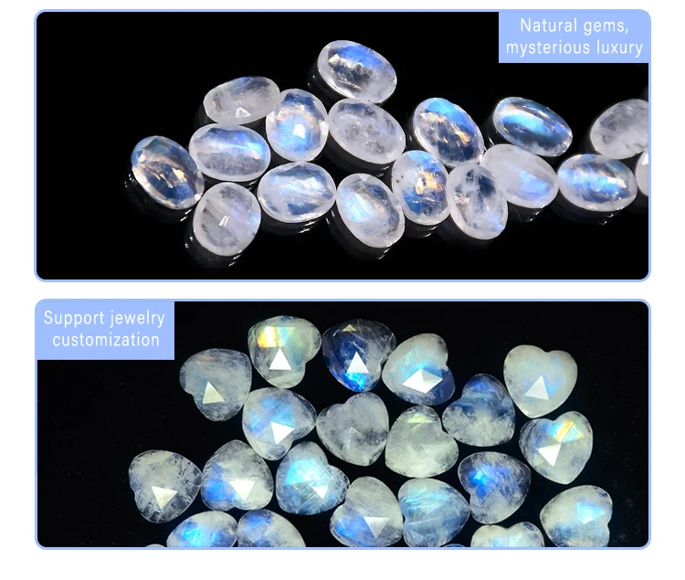 Redleaf Jewelry Hot Sale Sri Lanka Blue Moonstone Beads Cabochon Facet