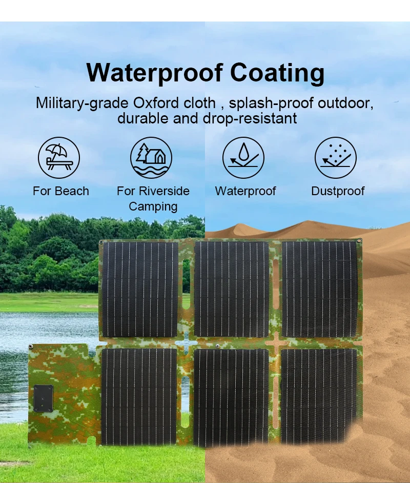 product 50w foldable solar panel charger with usb c  usb a outpus for phones power banks  tablets for emergency camping hiking africa-2