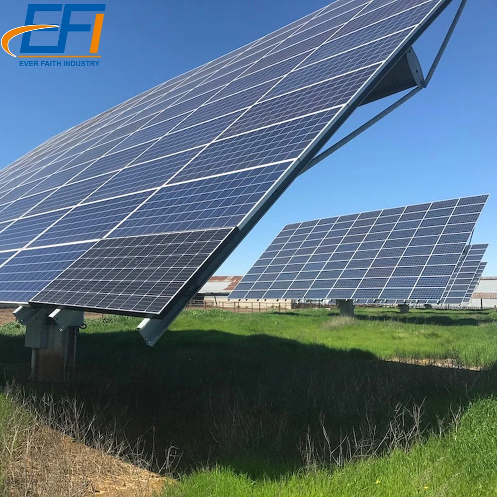 GPS Solar Tracking System C Channel Steel Mount Mini Solar Tracker 5KW Solar Tracking Axis System