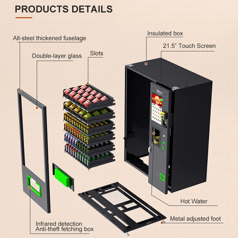 TCN Customized Vending Machine Cup Noodle Ramen Vending Machine With Hot Water