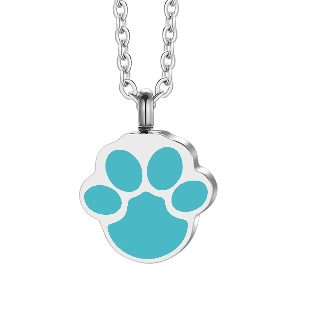 Cremation jewelry stainless steel urn cat paw urn necklace cat and dog ashes memorial pet urn pendant mini souvenir urn pendant