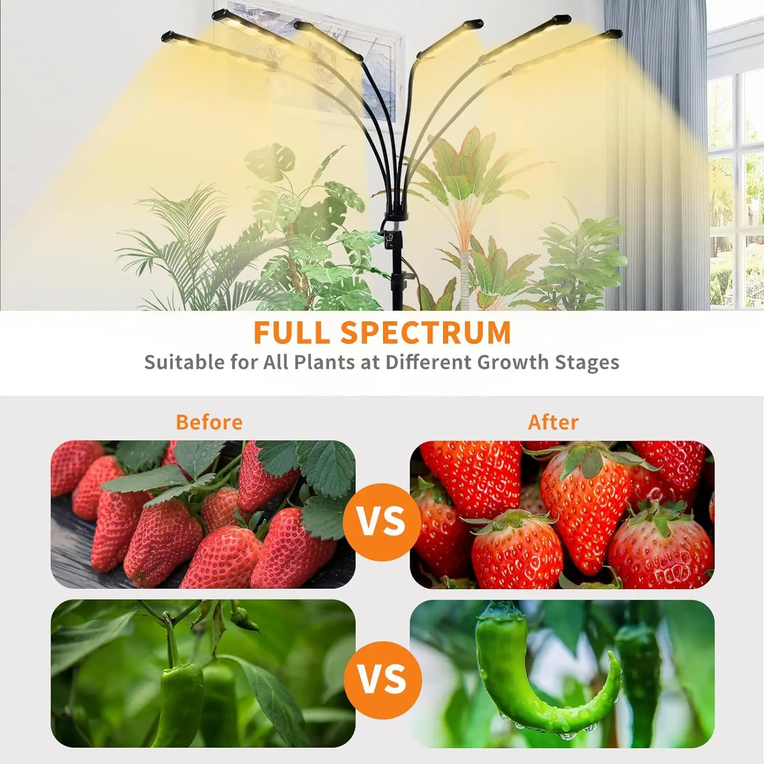Grow Lights For Indoor Plants Full Spectrum,6 Heads Led Floor Plant