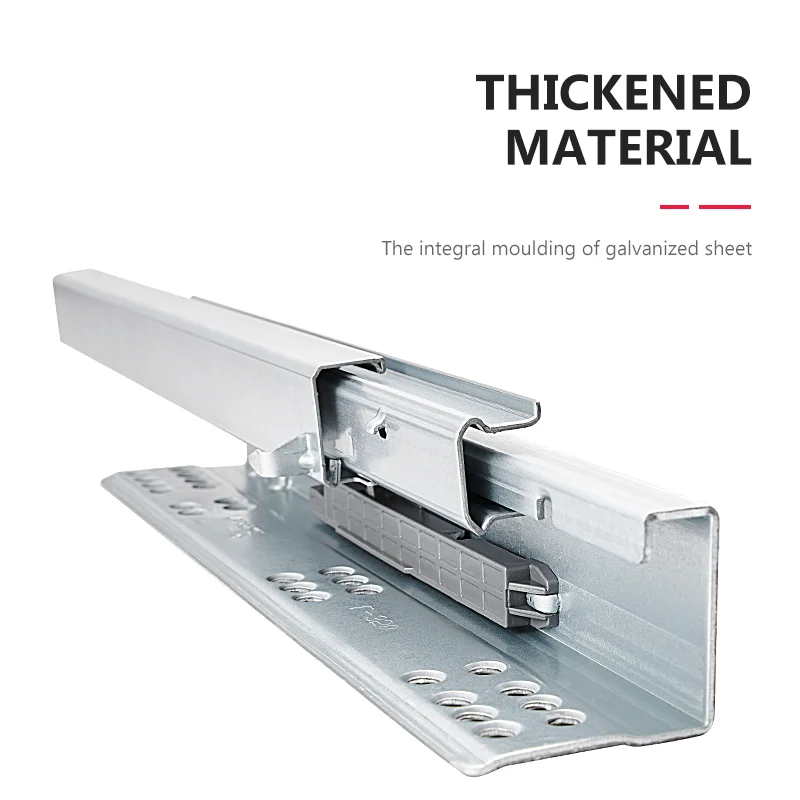 3 Fold Damper Concealed Telescopic Channel Rail Cabinet Drawer Slide Push to Open Auto-Open Drawer Slide Telescopic Channel