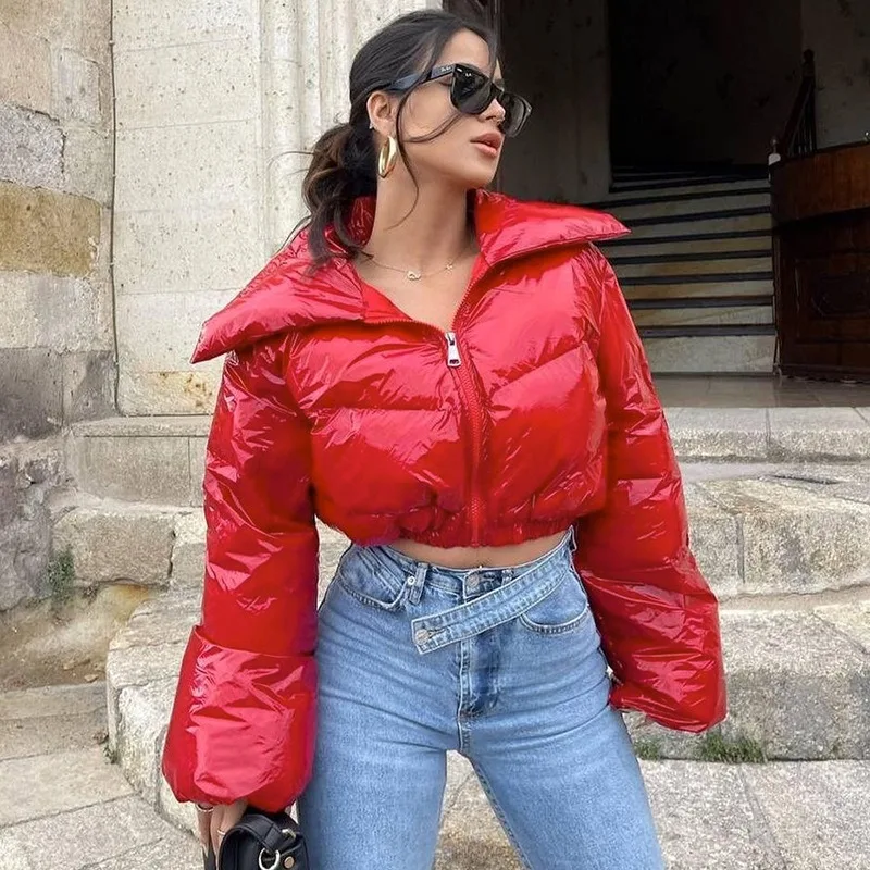 Winter Jacket Women Ladies Fashion Classic Bubble Coats Furry Crop Top  Custom Logo Bomber Puffer Cotton Coat for Women