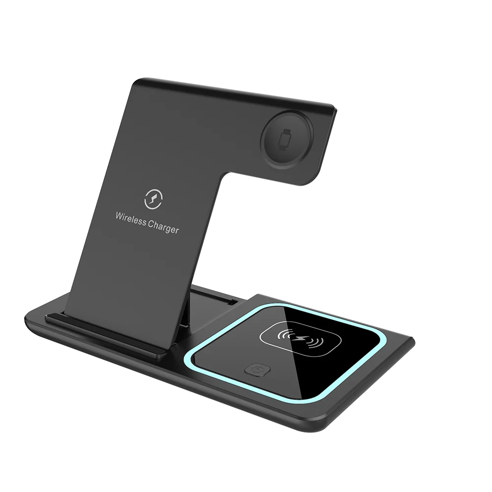 Amazon Top Seller 3 in 1 Foldable Wireless Charger 15W Universal Mobile Phone Charging Pad Multifunctional Desk Wireless Charger