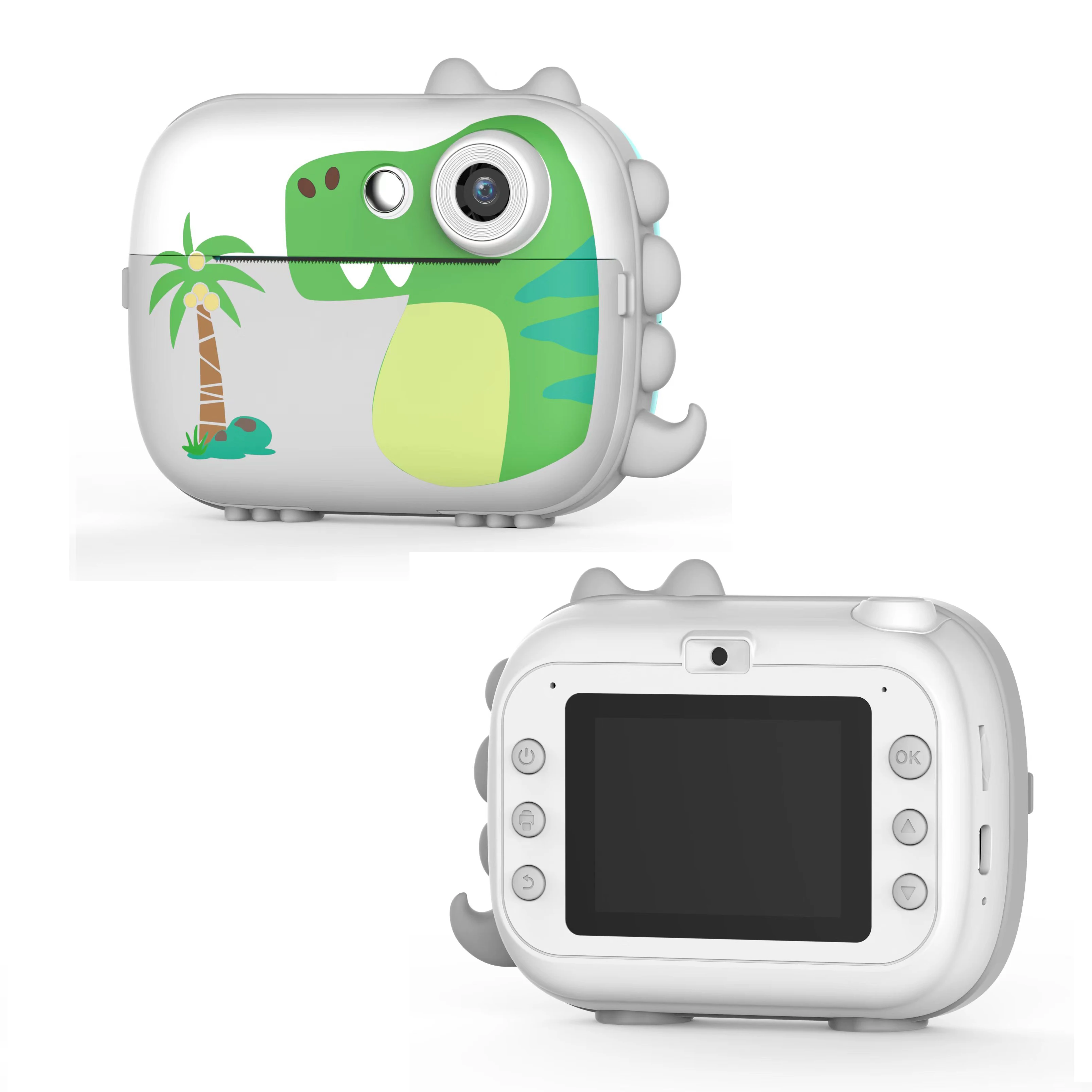 Customized 32GB Mini Pocket Camera for Kids Instant Print with OEM ODM Logo Dinosaur Toy CMOS MP3 Includes Filter MicroSD Media