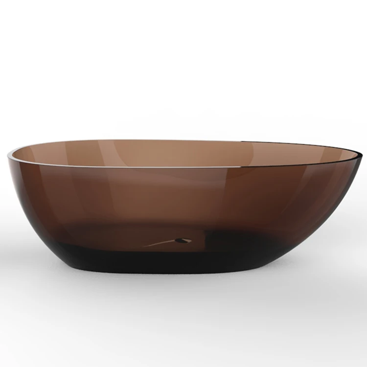 Modern Design Freestanding Bathtub Solid Surface Clear Resin Stone Colorful Transparent Soaking Tub for Bathroom New Release