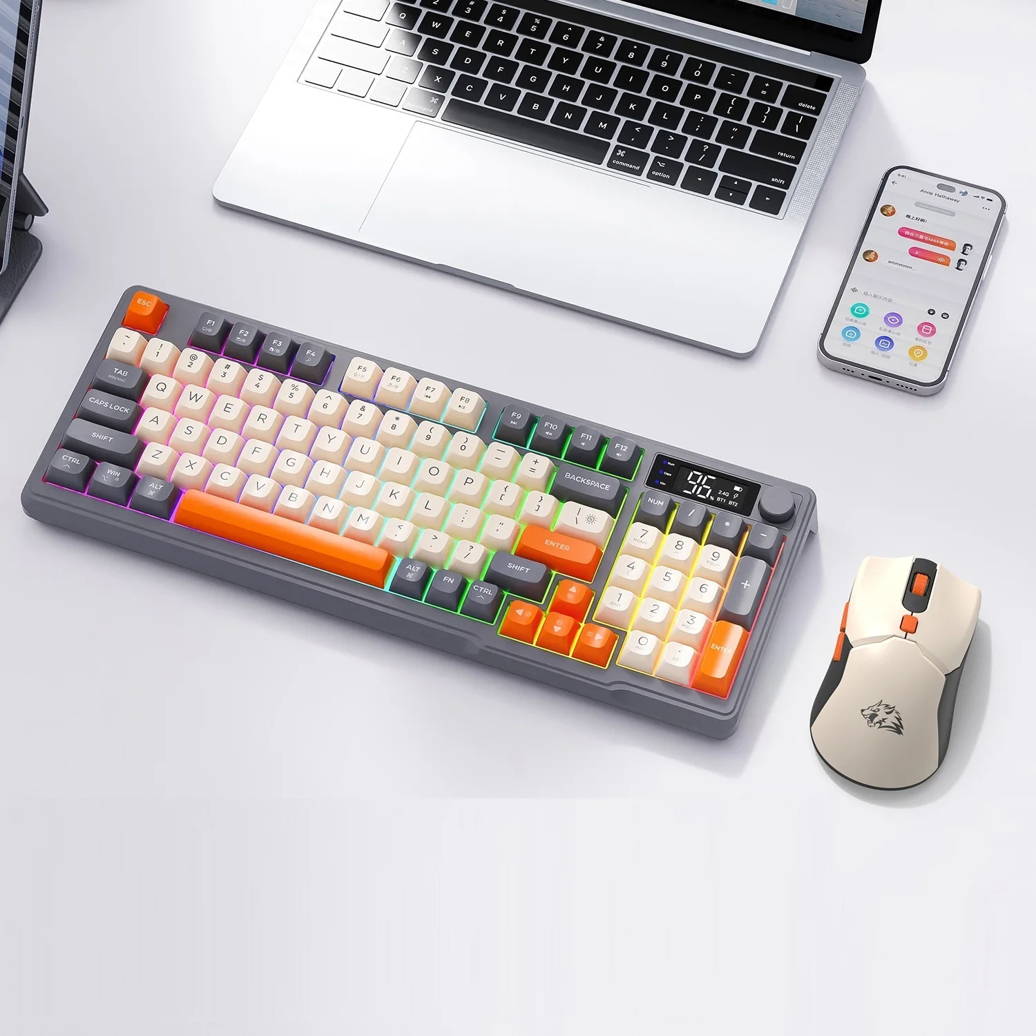 Free Wolf T96 Wireless Dual Mode Keyboard and Mouse Set