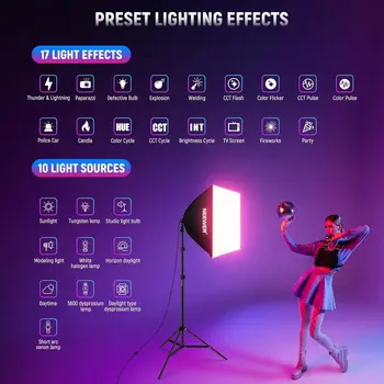 Neewer App Control 6w Led Bulbs Porcelain Sockets Softboxes Rgb Softbox Lighting Kit for Studio Photography Lighting product image