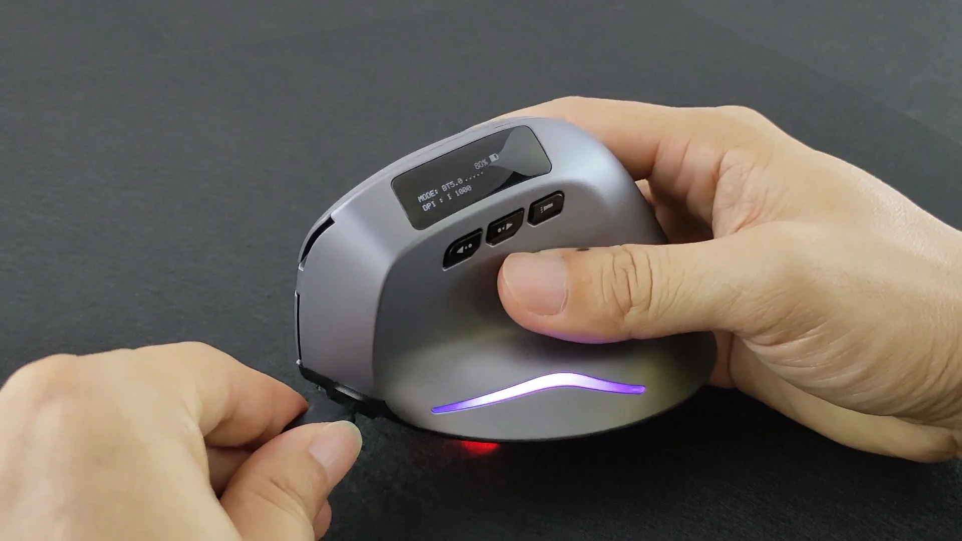 Zelotes F-26c Wireless Vertical Silent Mouse,Led Screen 3200dpi Dual ...