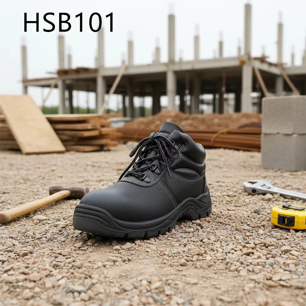 ZYF, Scarpe di sicurezza nere in pelle stampata e sagomata per officine di imbutitura, stivali da lavoro antiperforazione con puntale in acciaio, codice modello HSB101