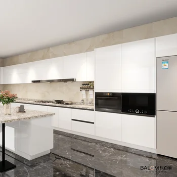 キッチン フラットパック ホワイト ハイグロス 完成品家具 ラッカー