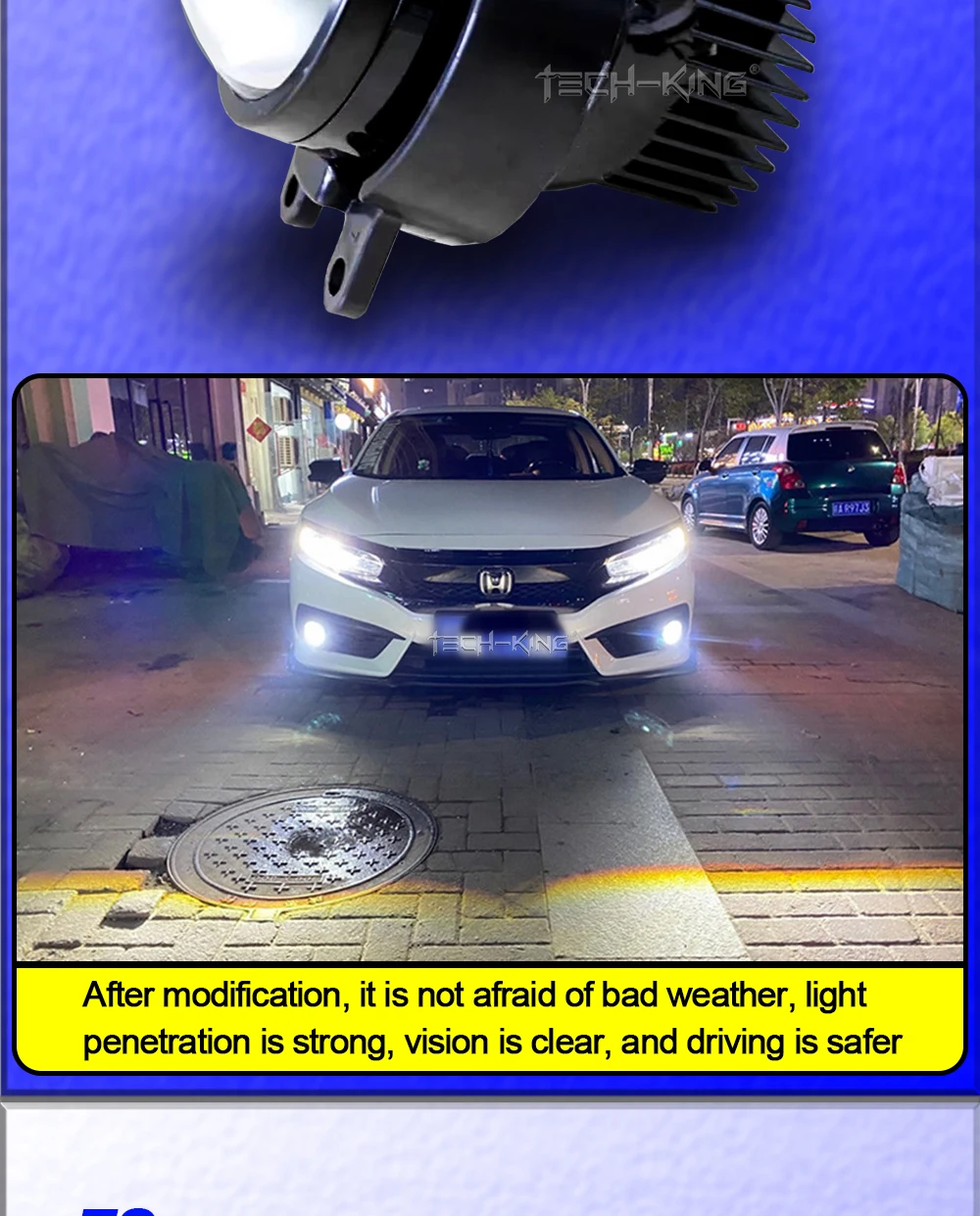 TECH-KING 2.5 inch 6000K 12V 25W Car Auto Lighting System Xenon projector with Bracket Bi LED Projector Lens Fog Light