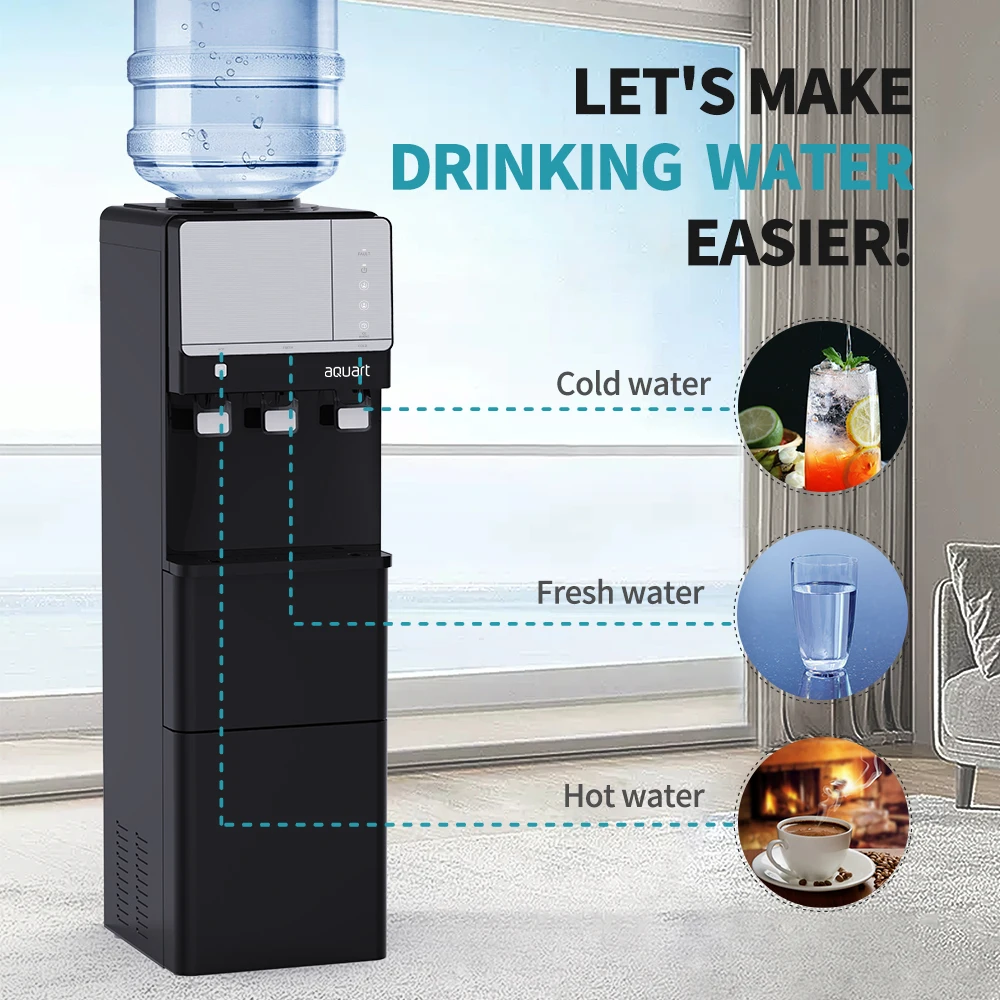 Ice Cube Maker with Water Dispenser 3 Temperature Touching Control Panel 12kg Ice Cube Per Day BYCZ581 2 in 1 Electric Stand