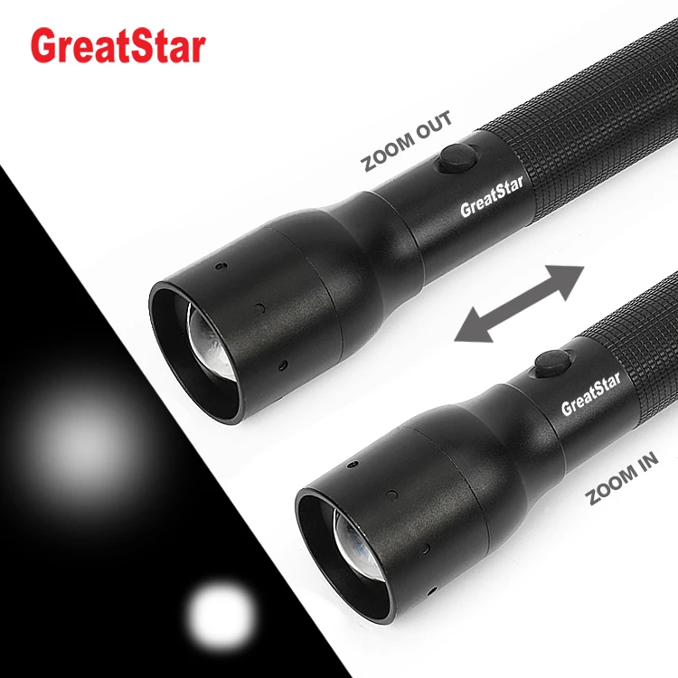 Greatstar Super Bright Household Camping 3 Modes Flashing Light Zoomable Aluminium Flashlight LED Light Torch