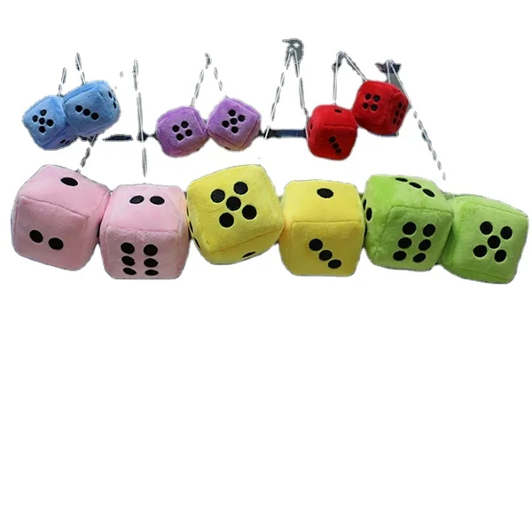 Wholesale Custom Fluffy Dice Set Super Soft Plush Stuffed Colored Polyester ODM Embroidered Technique on Sale of Two Dice