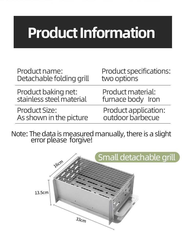 Custom Brand Family Party Enlarge Galvanized Tote Bag Portable Folding Outdoor Camping Barbecue Bbq Grill Mesh Net Rack