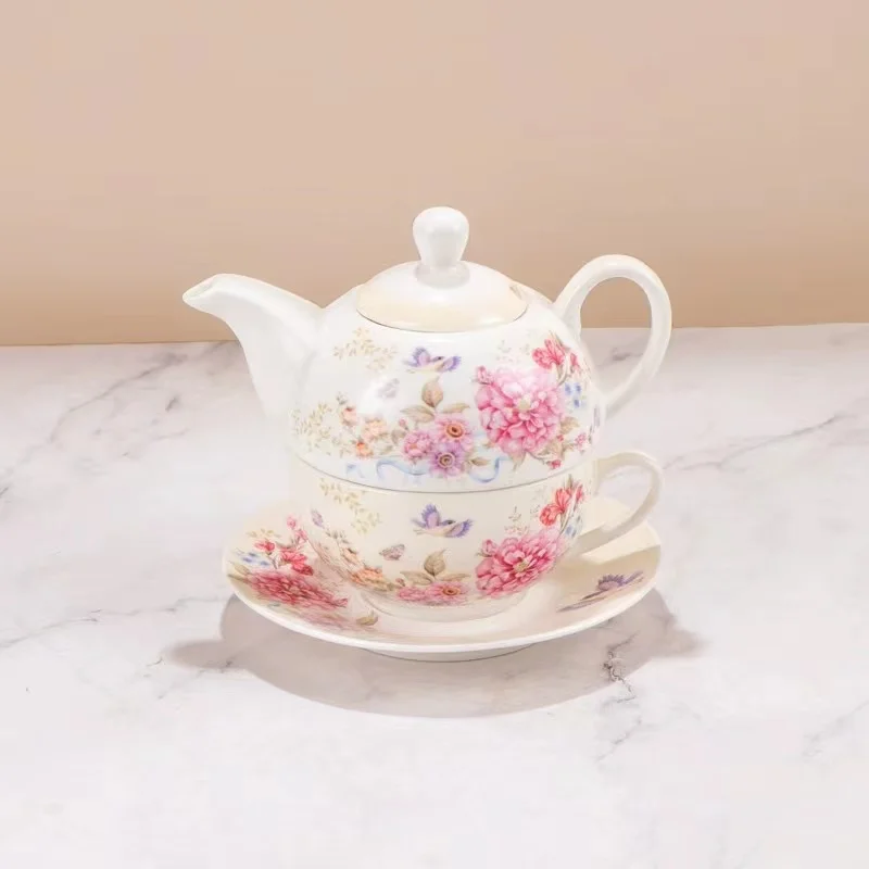 ティーポットとカップ1人用 セラミックティーセット カラフルハンドメイド