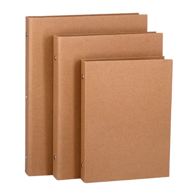 Custom Recyclable Kraft Paper Cardboard Ring Binder A4,A5,A6 Kraft