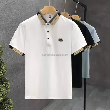 Men's Casual Polo Shirts Short Sleeve Fashion Golf Shirt Classic Striped Slim Fit T-Shirts