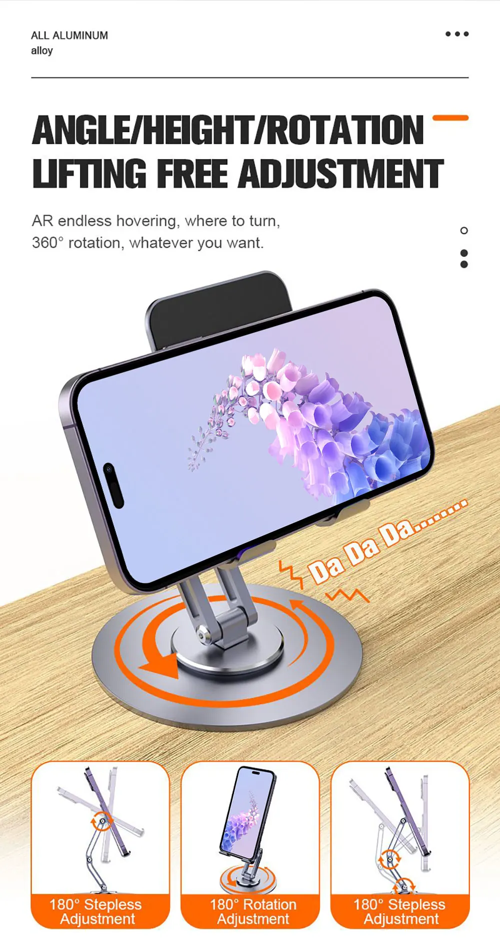 Phone Holder Adjustable Trendy Flexible Universal Mobile Stand Rotating 360 Foldable Stands  Sjj002 Laudtec manufacture