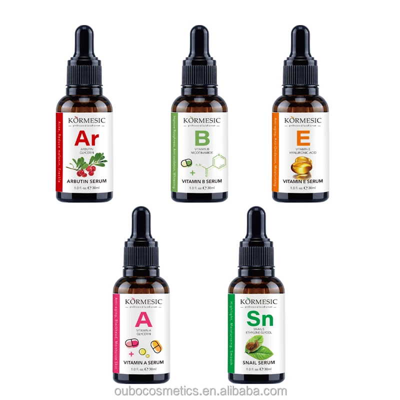 OEM Hot Selling Private Label KORMESIC Organic Aloe Vera Moistirizing Whitening Snail Collagen Vitamin C Facial Serum