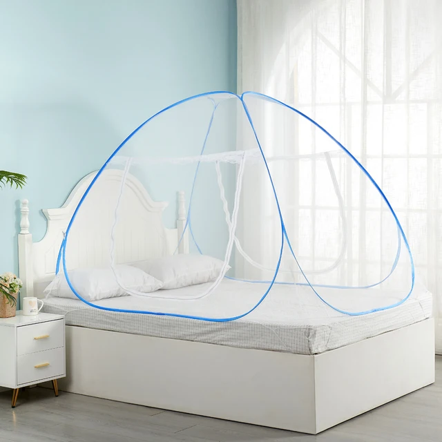 Self-pop-up Mosquito Net Mongolian Mosquito Net Blue Portable Home Bedroom Outdoor Camping Mesh Net
