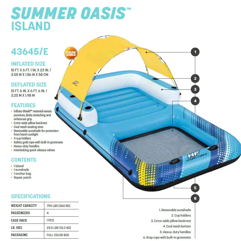 Bestway 43645 large 4 person Shade pool