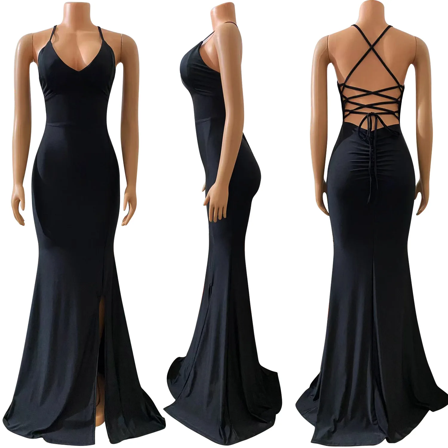 Элегантное Длинное Вечернее Платье D7579 без рукавов, роскошные атласные платья, элегантные платья