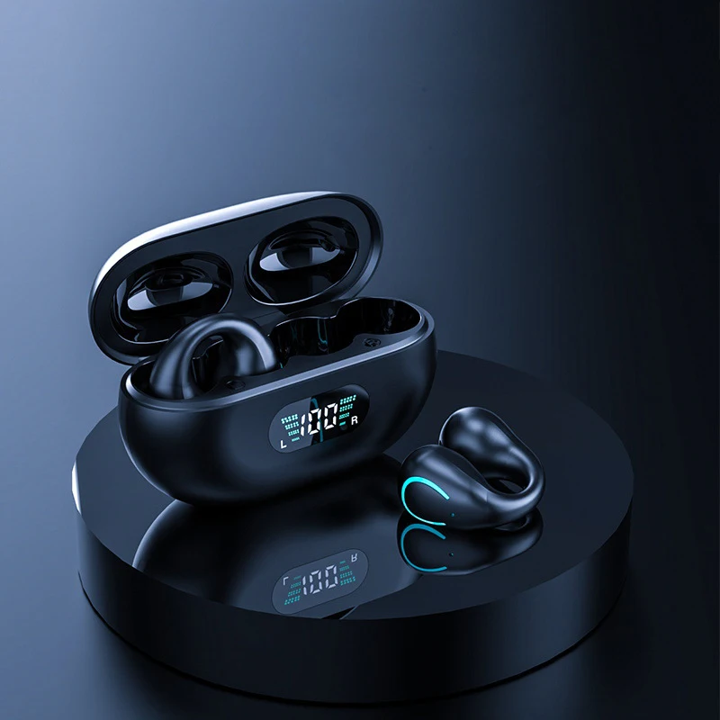 OEM HiFi Stereo Ear Clip Earbuds TWS Bone Conduction Noise Cancelling ANC Sports Wireless Headphones