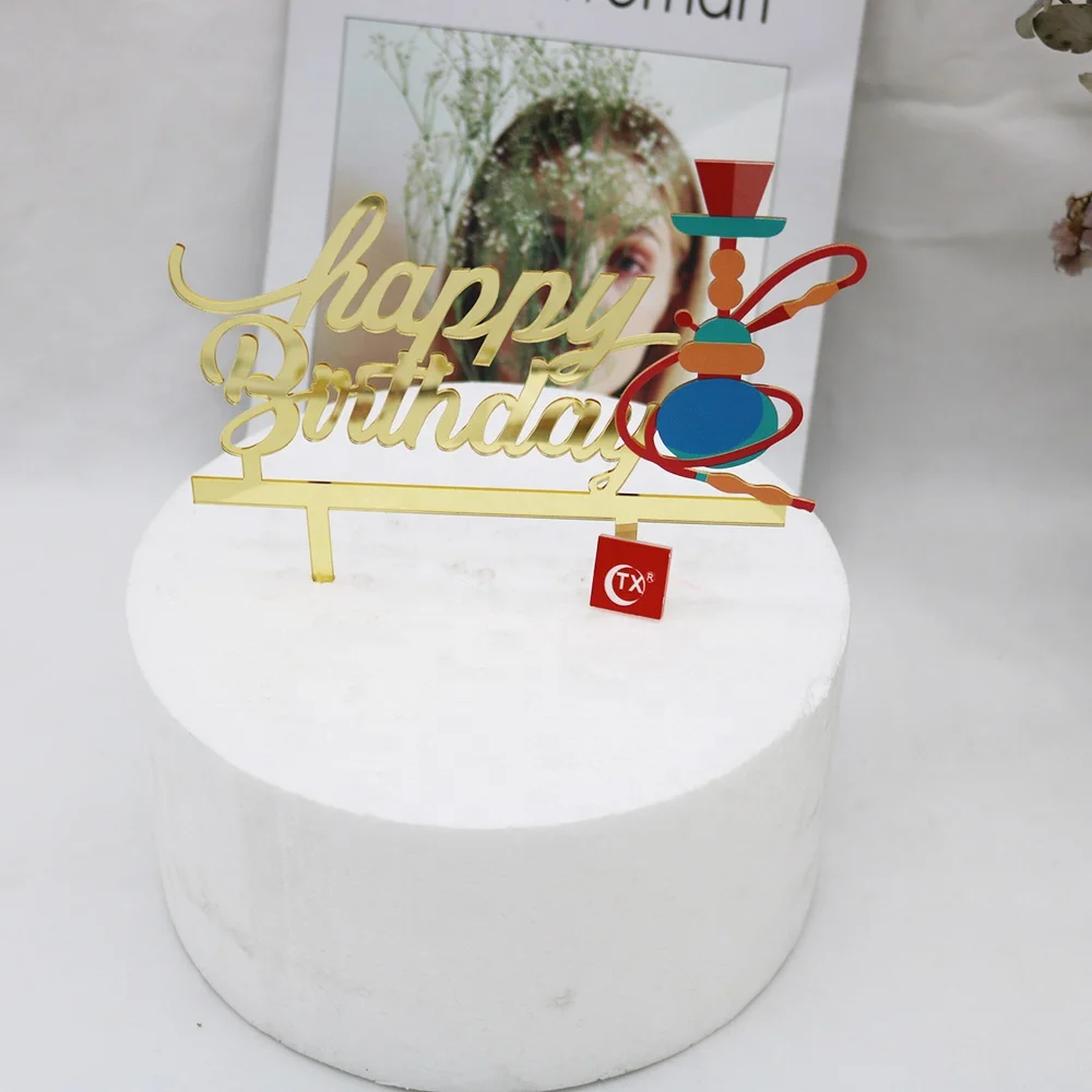 Pieces De Decoration De Gateau D Anniversaire Miroir Dore Noir Shisha Hookah Morden Magnifique Decor Acrylique Colore Accessoire Pour Fete D Anniversaire Buy Gateau Acrylique Gateau De Topper Gateau D Anniversaire Product On Alibaba Com