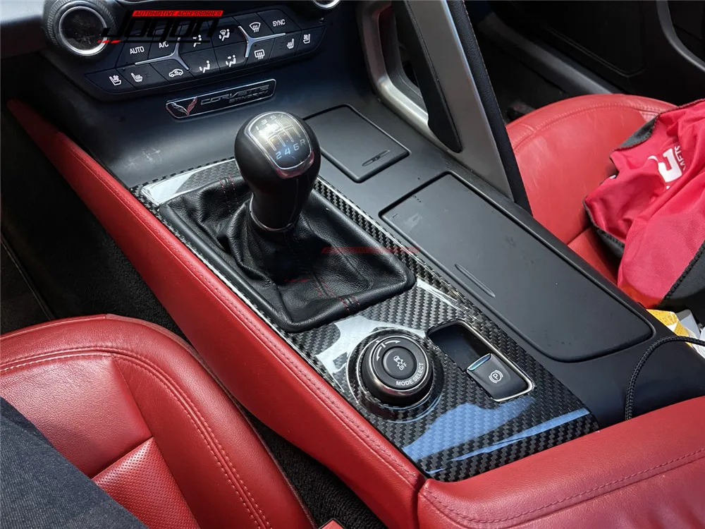 Dry Carbon Fiber Car Accessories Interior Console Gear Shift Panel Cover For Chevrolet Corvette C7 ZR1 Z06 2014-2018 2019