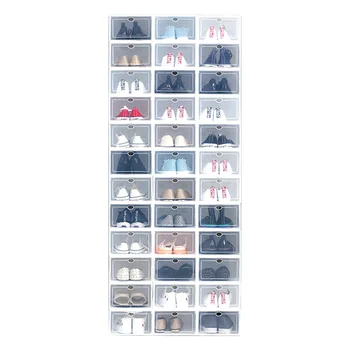 Wholesale Free samples Combination Shoes Box Container Organizers Transparent Foldable Stackable Plastic Clear Shoe Storage Box