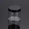 Clear jar with black cap