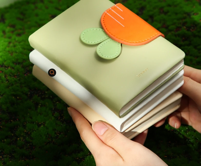 New Design A7 Notepad Carrot Magnetic Button PU  Notebook Cute Cartoon Handbook Book Portable Pocketbook