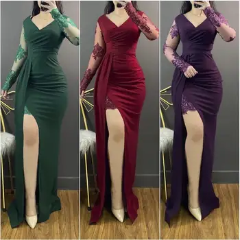 customized summer hot sale women's clothing party dresses elegance High Quality Split Dresses women sexy long lace evening dress