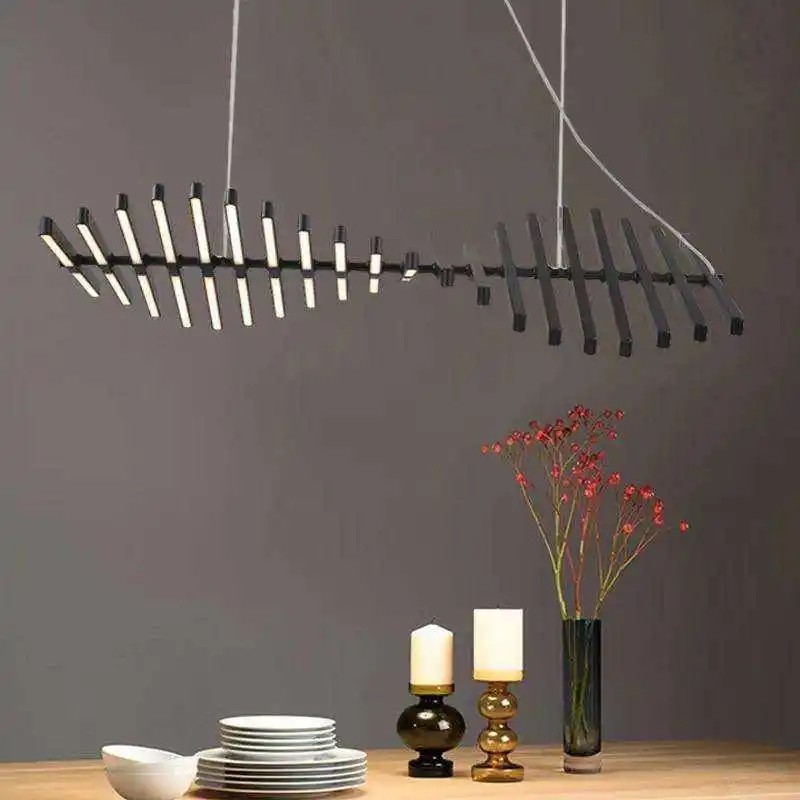 Fish Bone Ceiling Hang Light Chandelier Pendant Light Led Swirl Suspension Lamp