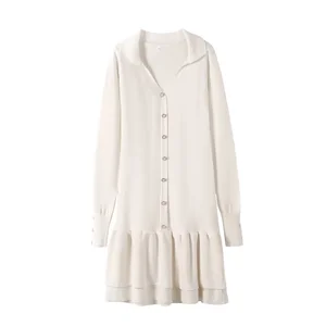 Women's 2026 Vintage New Fashion European American Long-Sleeved V-Neck Knitted Dress for Spring Casual Sexy for Ladies