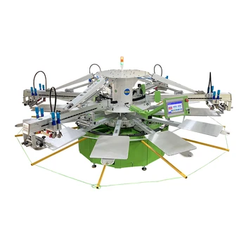 タコ5色12ステーション全自動シルクスクリーン印刷機布用衣服
