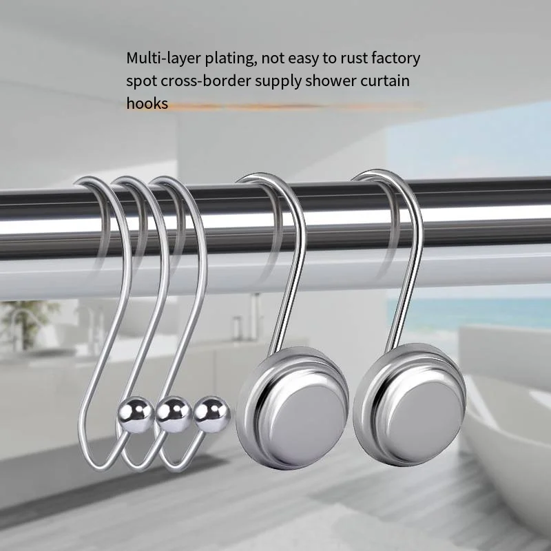 Manufacturers wholesale metal shower curtain home smooth mute curtain ring bearing good shower curtain novelty hooks manufacture