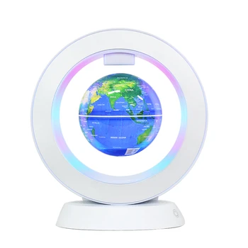 Round  world map rotating magnetic levitation floating globe for desktop decor education children with bluetooth speaker