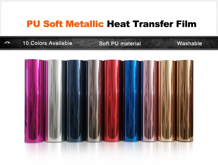 korea quality Wholesale PU soft metallic Foil htv heat transfer vinyl roll for T-shirt cricut vinyl for clothing