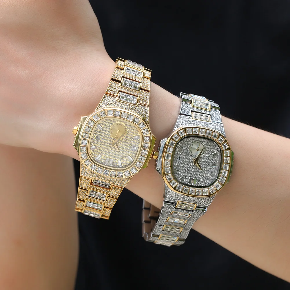 新品☆送料込み☆芸能人愛用☆スピナーグルグル時計クロスユニオンジャック666 Shop Our Hot Sale Square Zircon Watch - Hip Hop Fashion