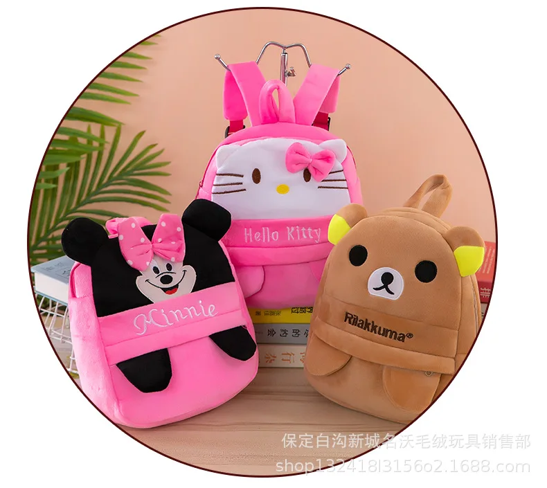 Hot Selling Manufacturers Wholesale New Cartoon Kitty Mickeys Kindergarten Plush Toy Animal Bag Backpack for Kids