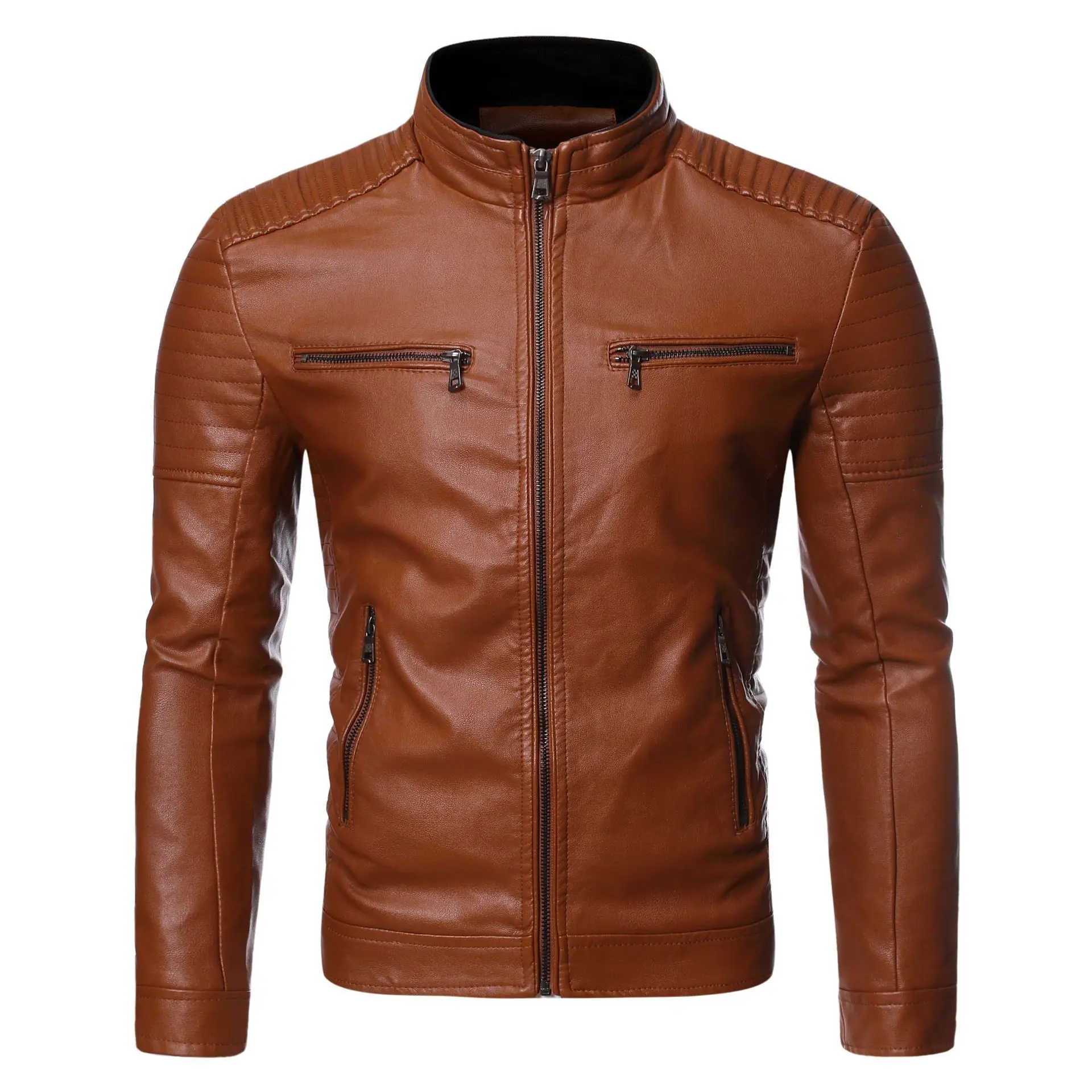 New Causal Vintage Leather Jacket Coat Men Spring Outfit Design Motor ...