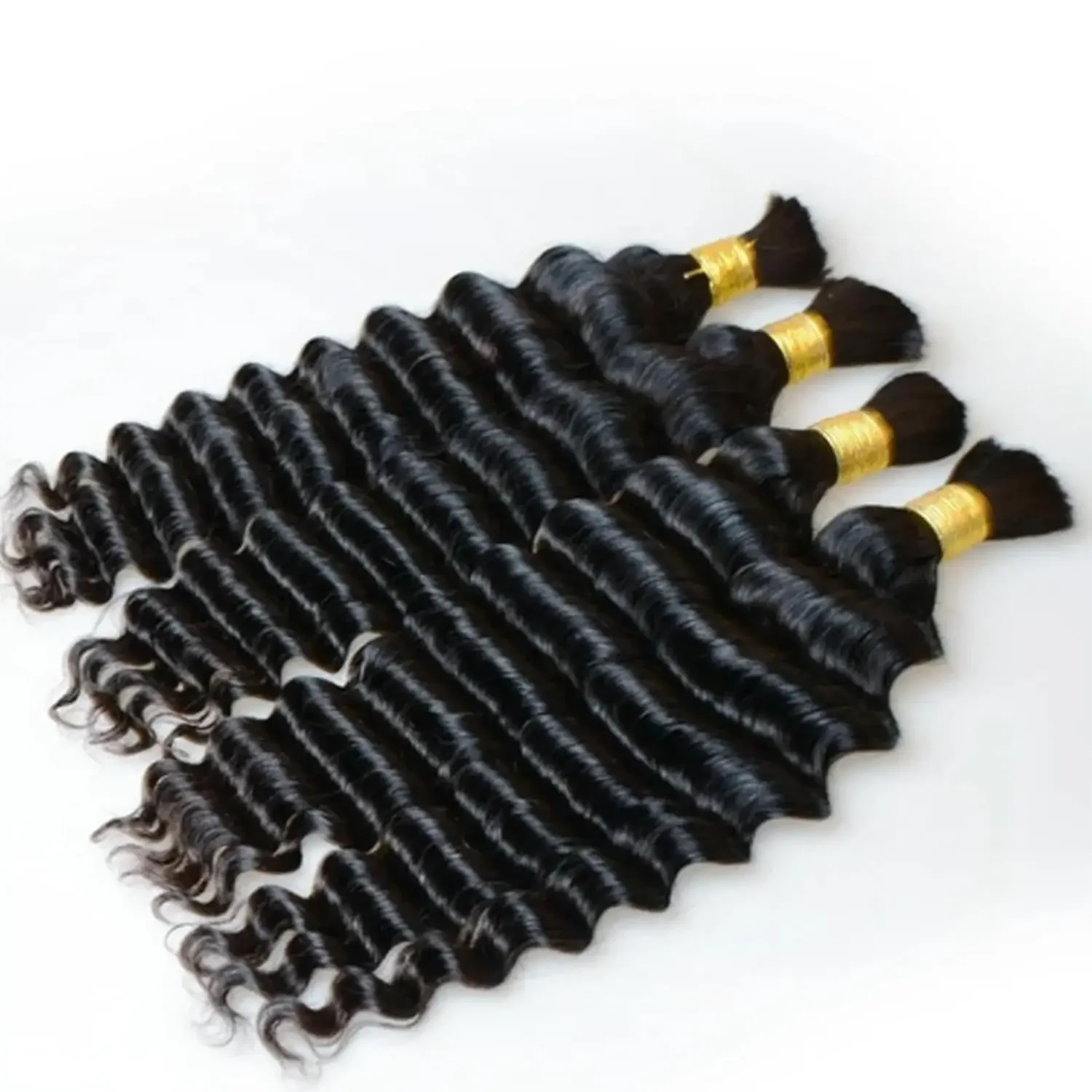 Deep Wave Human Hair Bulk For Braiding Malaysian Remy Hair 3pcs_voghion.com