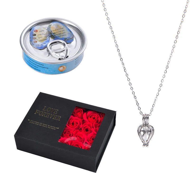 Red Rose Flower With Oyster Gold Chain Gold Pendant