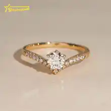 Fine Jewelry Trendy 0.5ct 14K Solid Gold Diamond Ring High Quality Custom Women Wedding Engagement Rings Daily Wear