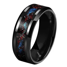 New design fashion men jewelry luxury tungsten carbide ring inlay gold foil inlay men wedding band ring